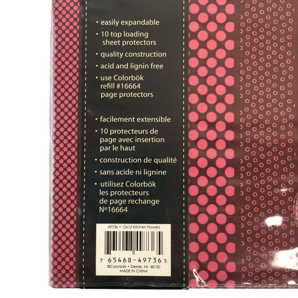 Colorbok 12x12 Inch Postbound Scrapbook Album Fabric Kitchen Flowers Burgandy - Picture 3 of 8